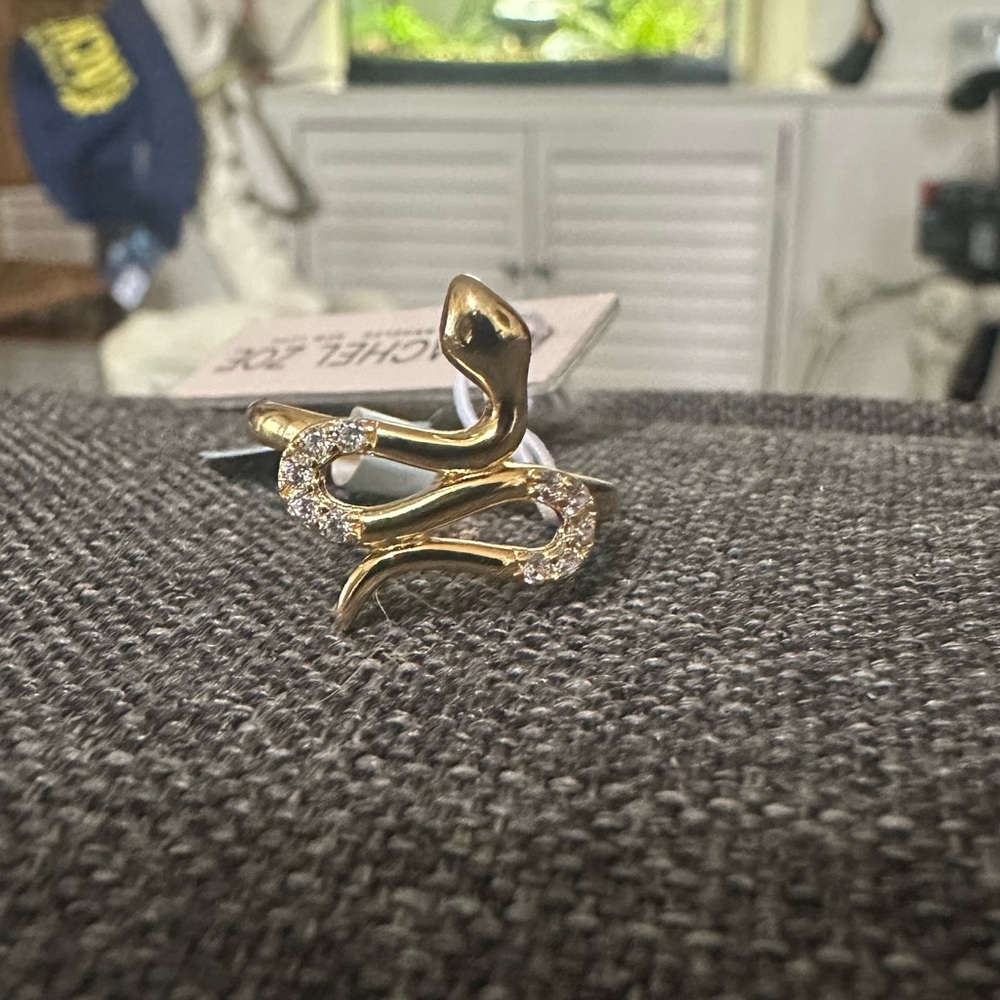 Rachel Zoe Sterling Silver Gold CZ Snake Ring 7